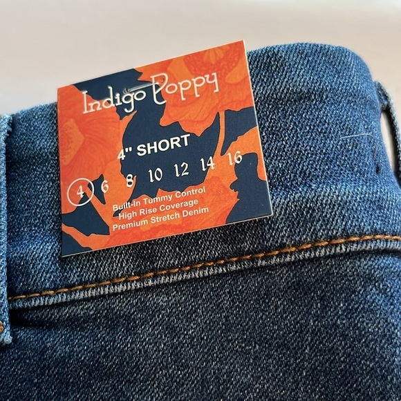 Indigo Poppy 4” Short Mid Rise NWT Size 4 - Picture 14 of 16